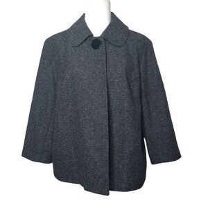 Harve Benard Single Top Button Blazer Womem's L Dark Speckled Gray Lined Classic